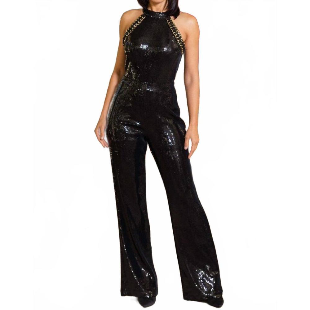 NEW VALENTINE sophisticated sequin jumpsuit in black